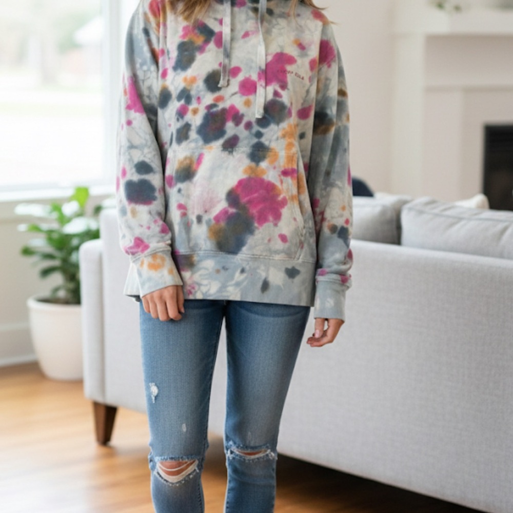 Ivory Ella Multicolor Tie-Dye oversized Hoodie EUC  23 ptp - Picture 2 of 5